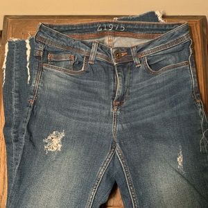 Zara distressed darker wash jeans
